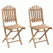 VidaXL Chaises Pliables De Jardin Lot De 2 Avec Coussins Bambou - beige 3063990