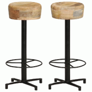 VidaXL Tabourets De Bar Lot De 2 76 Cm Bois De Manguier Massif - 321961