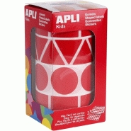Apli 1357 gommettes formes géométriques, 27 x 27 mm, en rouleau, coloris rouge - 8410782111634