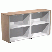 Armoire basse ouverte - 2 étagères - L. 163 x P. 43 x H. 81 cm So Flora - Frêne Noir_0