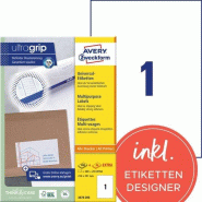 Avery Zweckform 200 étiquettes multi-usages blanches, format 210 x 297 mm (200 feuilles / cdt) - blanc 3478-200