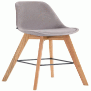Décoshop26 - Tabouret de bar x1 style scandinave avec assise en velours gris et structure en bois naturel 10_0005723 - gris Bois massif 3000265178749