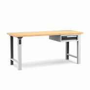 Établi plateau bois L.2000 mm avec bloc 1 tiroir NOVALP