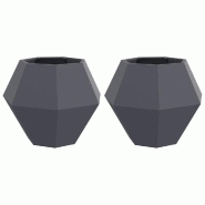 Helloshop26 - Lot de 2 jardinières rectangulaires design extérieur 75 x 75 x 60 cm en acier anthracite 02_0053109 - acier 3000237764062