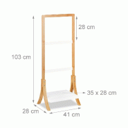 Helloshop26 - Porte pied rangement support pour serviettes de bain 3 barres 103 cm bambou 13_0002255 - Bambou 3000128108982