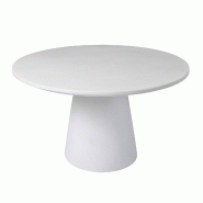 Oviala Business Table de jardin ronde effet béton lisse 4 places 130x76 cm blanc - blanc 114964