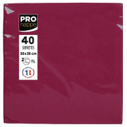 Pronappe - Réf.SV623808I - Carton de 1200 Serviettes ouate 2 plis - papier micro gaufré - 38 X 38 cm - 30 paquets de 40 serviettes Bordeaux - rouge