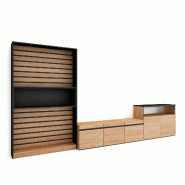 SKRAUT HOME Ensemble Meuble TV, 360x186x35cm, Pour les TV jusqu'à 65", Salon Complet, Chêne et noir - beige Bois manufacturé 109_1