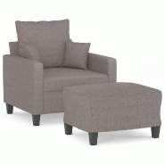VidaXL Fauteuil avec repose-pied Taupe 60 cm Tissu Modèle Vega StudioDesk Minimal - 3201088
