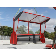 Abri bus mobile, provisoire, auto-stable avec banc incorporé Abri bus mobile, provisoire, auto-stable avec banc incorporé