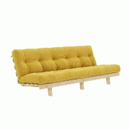 BANQUETTE CONVERTIBLE FUTON LEAN PIN COLORIS MIEL COUCHAGE 130*190 CM.