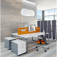 Bureau bench 2 personnes Yan Z- MDD - Blanc, 120, Alu