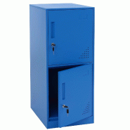 Décoshop26 - Armoire vestiaire métallique casier de rangement 2 portes 90x38x45 cm bleu 04_0008946 - métal 3000267231367