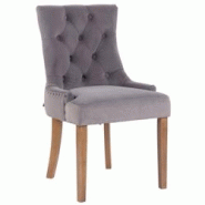 Décoshop26 - Chaise de salle à manger x1 design antique capitonné en velours gris avec 4 pieds en bois clair 10_0001941 - gris 3000250750592 Décoshop26 - Chaise de salle à manger x1 design antique capitonné en velours gris avec 4 pieds en bois clair 10_0001941 - gris 3000250750592