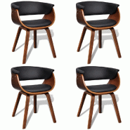 Décoshop26 - Lot de 4 chaises de salle à manger cuisine design intemporel bois courbé et synthétique noir CDS021323 - noir Bois massif 3001181299785