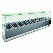 KLIMAITALIA Vitrine réfrigérée en acier inoxydable avec superstructure en verre. Thermomètre digital. Dégivrage automatique. Température +2°C/+
