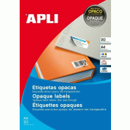 Apli 20 étiquettes blanches opaques, format 210 x 297 mm (20 feuilles A4 / cdt) - 8410782117094