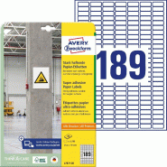 Avery Zweckform 3780 étiquettes ultra-adhésives Laser blanches, format 24,5 x 10 mm (20 feuilles / cdt) - L7871-20