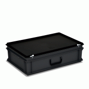 Bac mallette ESD 600 x 400 avec couvercle - gerbable en polypropylène - norme européenne Bac mallette ESD 600 x 400 avec couvercle - gerbable en polypropylène - norme européenne