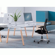 Bureau individuel Sunday - Pieds bois en hêtre naturel - Dimensions 120/140/160/180 x 80 cm - Plateau mélaminé 25 mm - Garantie 10 ans Bureau individuel Sunday - Pieds bois en hêtre naturel - Dimensions 120/140/160/180 x 80 cm - Plateau mélaminé 25 mm - Garantie 10 ans