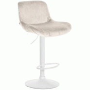CLP Tabouret de bar Solon blanc Crème/Velours - beige textile 326121 CLP Tabouret de bar Solon blanc Crème/Velours - beige textile 326121