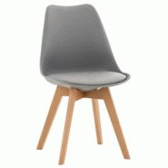 Décoshop26 - Chaise de salle à manger x1 design scandinave en plastique et PVC gris et pieds en bois clair 10_0002272 - gris 3000250932479 Décoshop26 - Chaise de salle à manger x1 design scandinave en plastique et PVC gris et pieds en bois clair 10_0002272 - gris 3000250932479