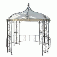 Décoshop26 - Pergola pavillon arche de jardin rond tonnelle chapiteau tente de réception cadre en acier robuste Ø 3m crème 04_0004059 - acier 3000