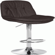 Décoshop26 - Tabouret chaise haute x1 pour cuisine et bar à assise moelleuse en tissu gris foncé cadre en métal chromé 10_0005699 - gris métal 3