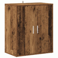 Helloshop26 - Armoire à chaussures vintage avec portes rangement 60 x 35 x 70 cm en bois d'ingénierie vieux bois 02_0050909 - Bois massif 3000236634