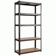 Helloshop26 - Étagère de rangement à 5 niveaux 75 x 30 x 150 cm stable et robuste design moderne en métal noir 20_0012058 - 3000227039781