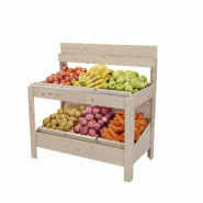 LES ARTISANS DU BOIS Présentoir fruits&légumes Primo teinté verni chêne foncé  l129xp70xh133 cm - Bois massif 1RET0764D