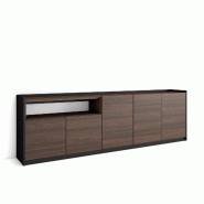 SKRAUT HOME Buffet salon et cuisine, 260x80x37 cm, 5 Portes, Meuble chaussure, Chêne foncé et Noir - marron Bois manufacturé 708_1
