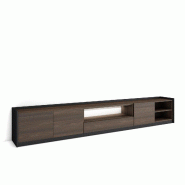 SKRAUT HOME Meuble TV, Banc Télé, 310x50x37 cm, Pour les TV jusqu'à 80", LED, Chêne foncé et Noir - marron Bois manufacturé 688_10