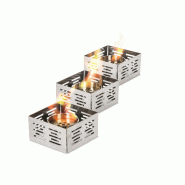 Stones Set skato - Bougie de table au bioéthanol en acier chromé - gris 28408