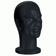 Tête Homme Noire - Présentation Accessoires Mode - 18x23x32cm - Circonférence 58cm