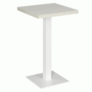 Table mange debout Cage blanc plateau noyer clair 70x70x111cm