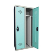 Vestiaire monobloc industrie salissante 2 cases, toit plat, corps gris / portes vertes Vestiaire monobloc industrie salissante 2 cases, toit plat, corps gris / portes vertes