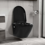 Vidaxl toilette suspendue au mur sans rebord céramique noir 145238
