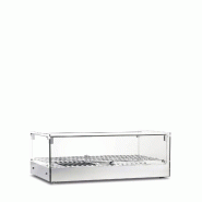 Vitrine de comptoir. Cadre en acier et verre. Tablette chromée. Température de 30°C à 90°C. Dimensions (LxPxH) 555x361x312 mm. Modèle CRH55.1 - 4284