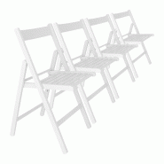 WellHome - Set de 4 chaises 43x47x79cm BAS blanches - blanc PK7105
