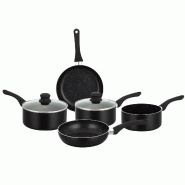 Batterie de cuisine revêtement pierre noir 7 pieces  HG1020-BLK usage non-intensif Herzberg - 0634158799433