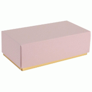 Boite chocolat rose poudré base or carton 125g 9,4x4,5x4,9 cm - par 25