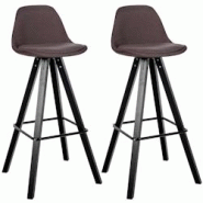 CLP Lot de 2 tabourets de bar Corbin en tissu carré Marron/Noir - marron textile 327251 CLP Lot de 2 tabourets de bar Corbin en tissu carré Marron/Noir - marron textile 327251