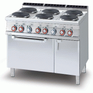 Cuisinière électrique 6 plaques carrées avec four ventilé GN2/1, structure inox, 120x90x90 cm, Modèle CFQV6-912ETV - 1948