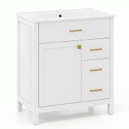 Helloshop26 - Meuble de salle de bain avec armoire et lavabo 76 x 46,5 x 86 cm grande capacité rangement élégant contemporain en MDF 20_0012747 - B