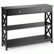 Helloshop26 - Table de console avec tiroir et 2 étagères 99,8 x 29,8 x 80,2 cm design moderne pour couloir en mdf noir 20_0018693 - noir 3000232552978