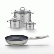 Lot Poêle 28cm & 3 Faitouts Elo Profi Therm Platinum - gris inox 3176239951943