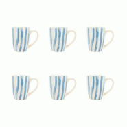 Novastyl - Lot 6 Mugs Corfu 38cl En Gres Blanc Avec Des Rayures Bleues - 3256391044513 Novastyl - Lot 6 Mugs Corfu 38cl En Gres Blanc Avec Des Rayures Bleues - 3256391044513