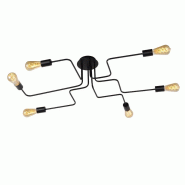 Plafonnier métal noir 6 x E27 - Lucide - Lester - noir métal 5411212210890