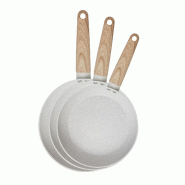 San Ignacio - Jeu de 3 poêles en aluminium forgé Ø18-Ø22-Ø26 cm Acacia - aluminium Q4630